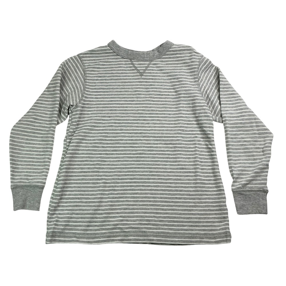Gap Grey Striped Long Sleeve Shirt Kids Size M 8 Waffle Knit Crew Neck